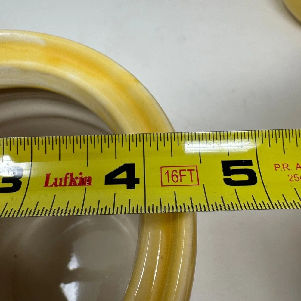 Gibson Yellow Blue Stripe Ceramic Canister Set Lidded Kitchen Storage Grannycore